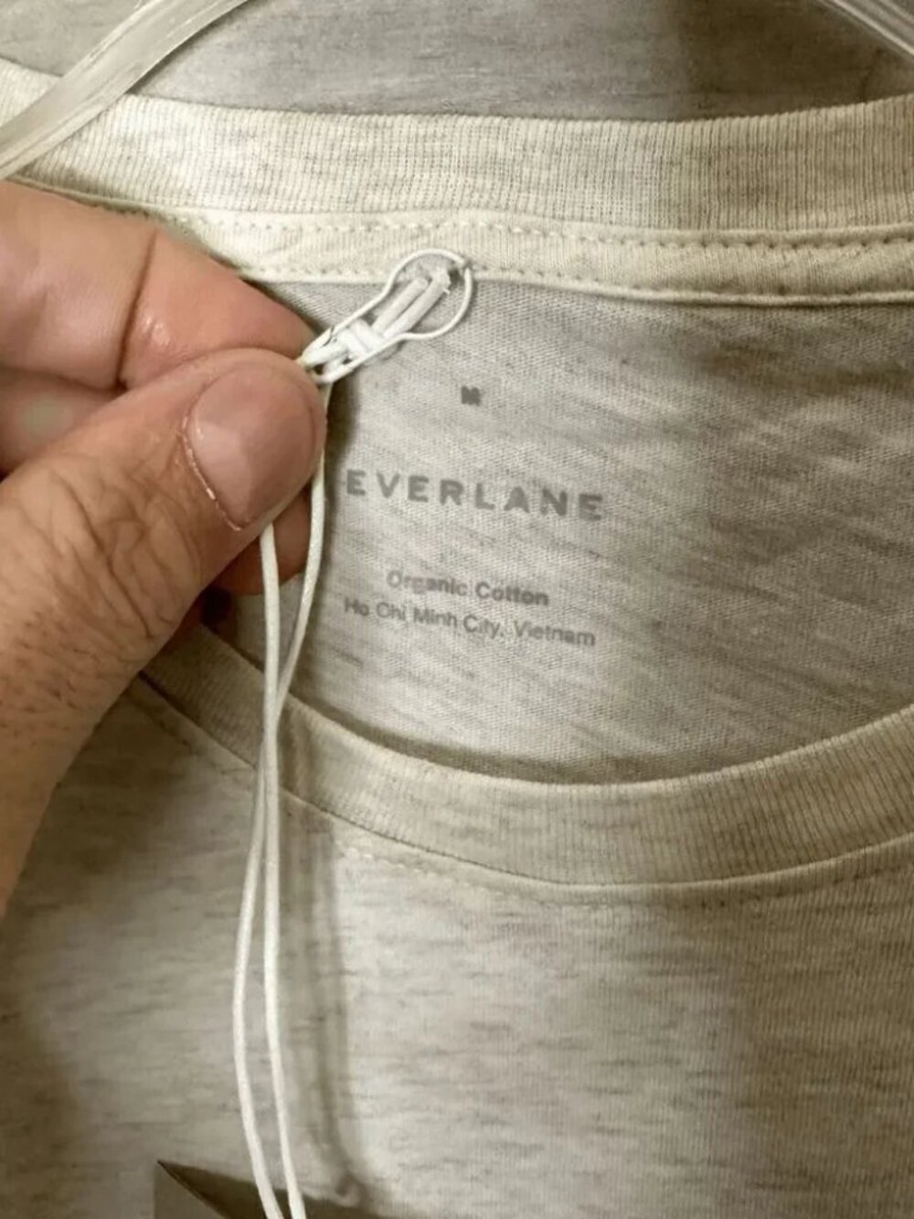 Everlane Womens Heathered Off White Short Sleeve Box Cut T-Shirt Size Medium - Picture 6 of 8